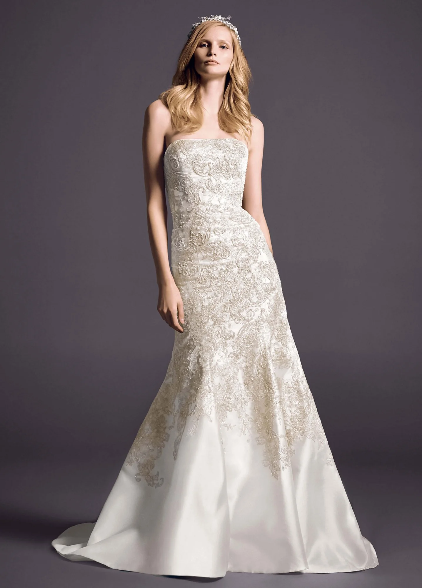 As-Is Mikado Wedding Dress with Beaded Lace