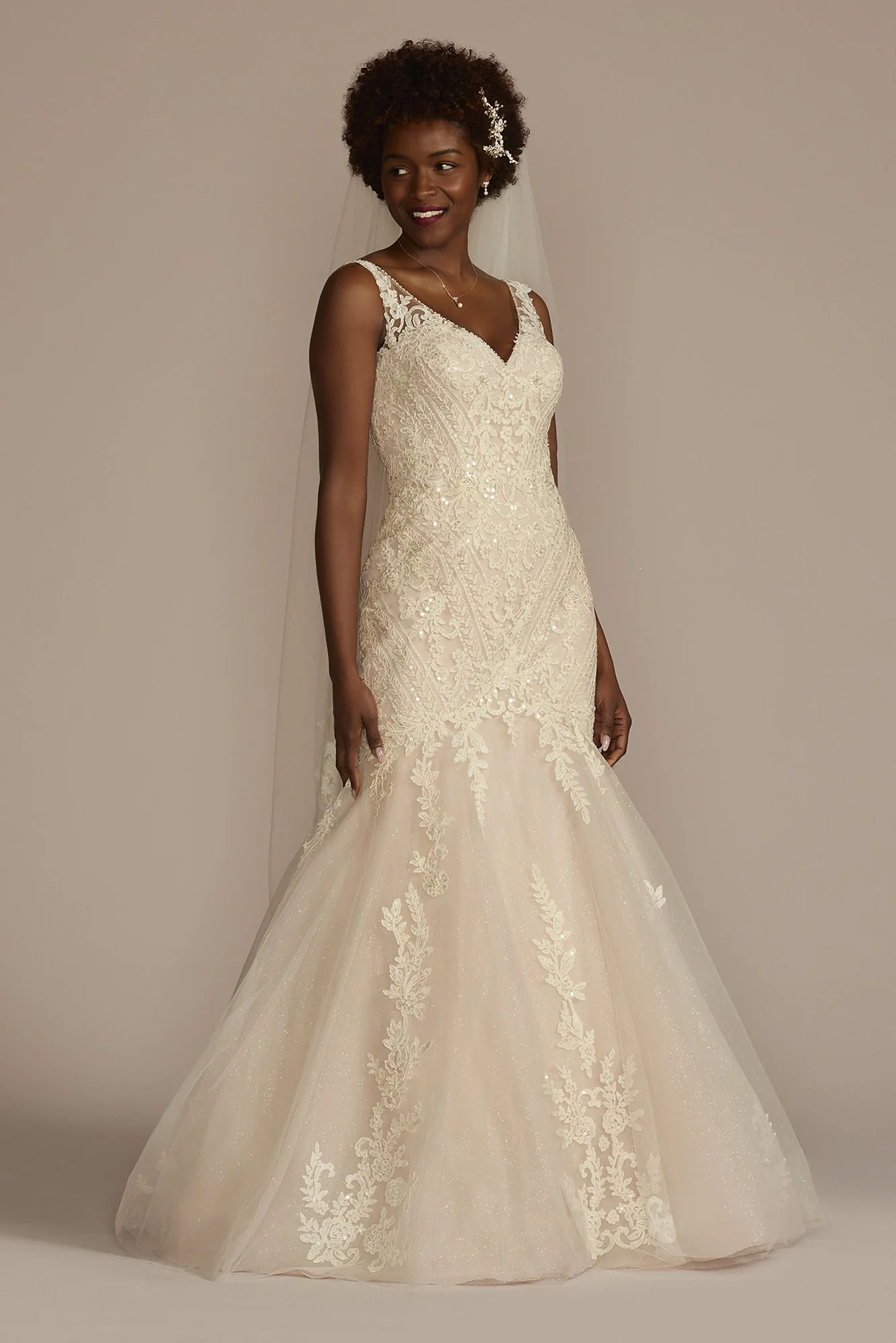 As Is Multi-Lace Tank V-Neck Mermaid Wedding Dress