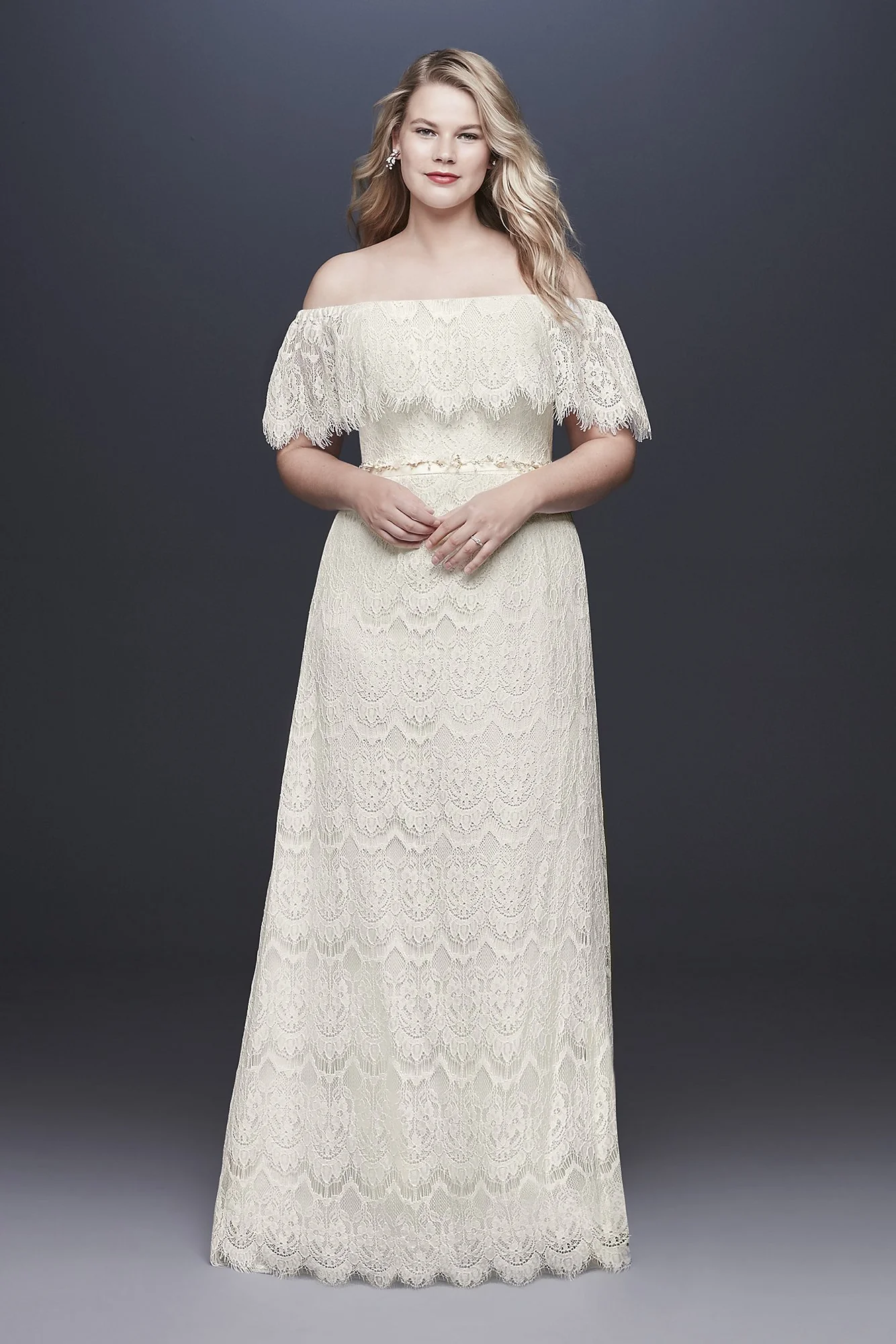 As-Is Off-Shoulder Lace Plus Size Wedding Dress - Image 2