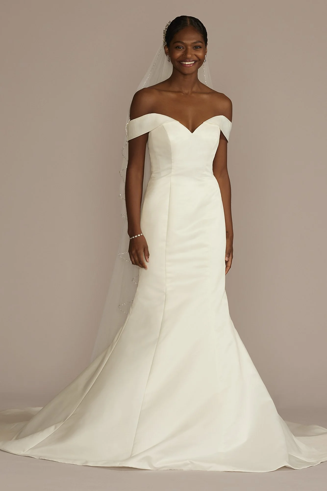 As Is Off-Shoulder Satin Mermaid Wedding Dress