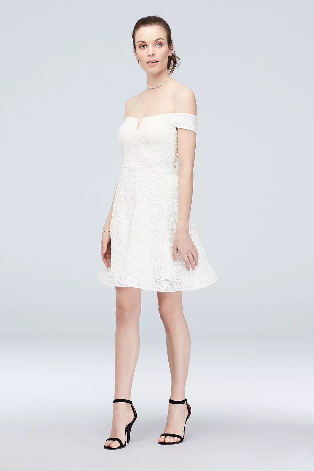 As is Off -Shoulder  Stretch Glitter Skater Dress