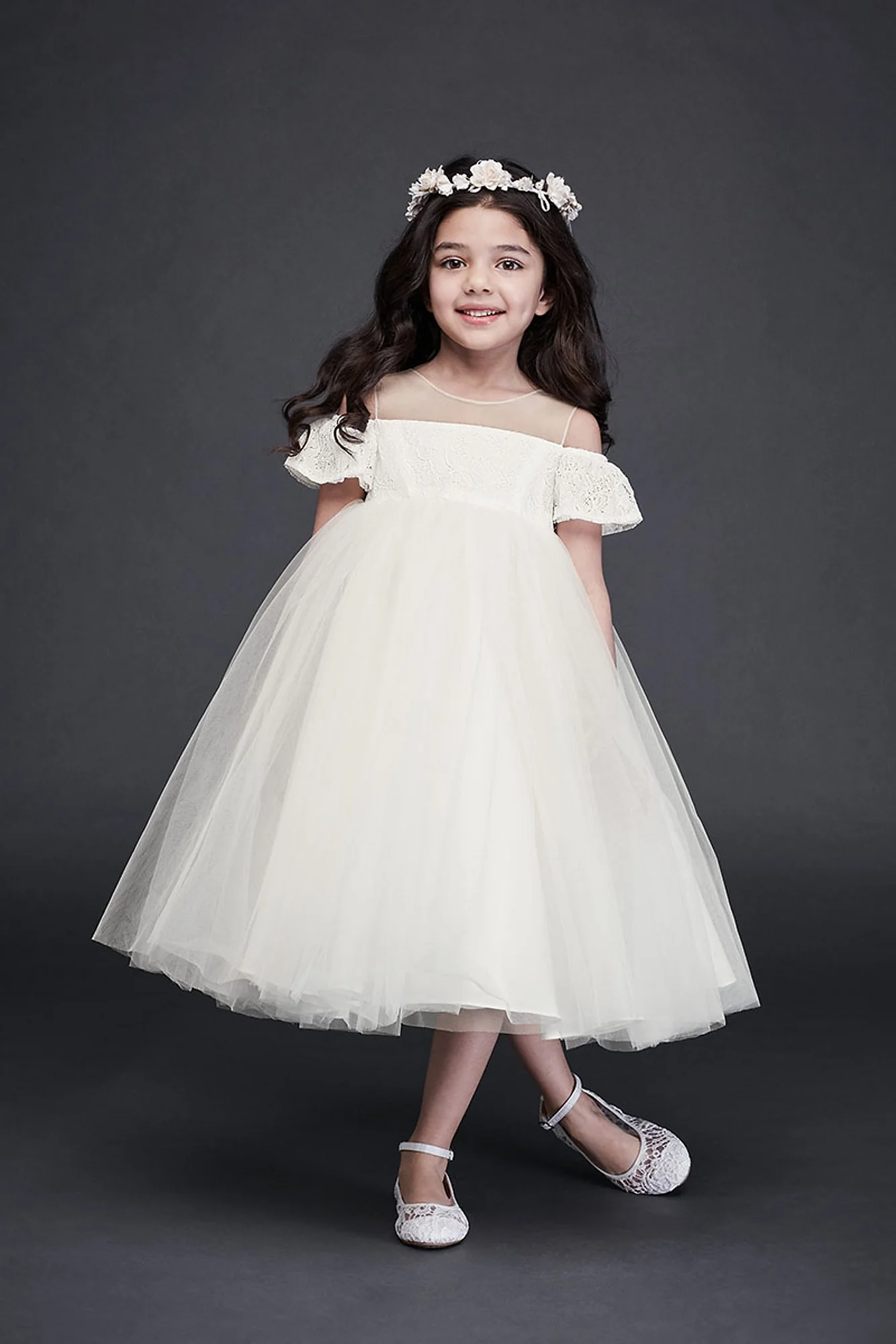 As Is Off the Shoulder Lace and Tulle Flower Girl - Image 2