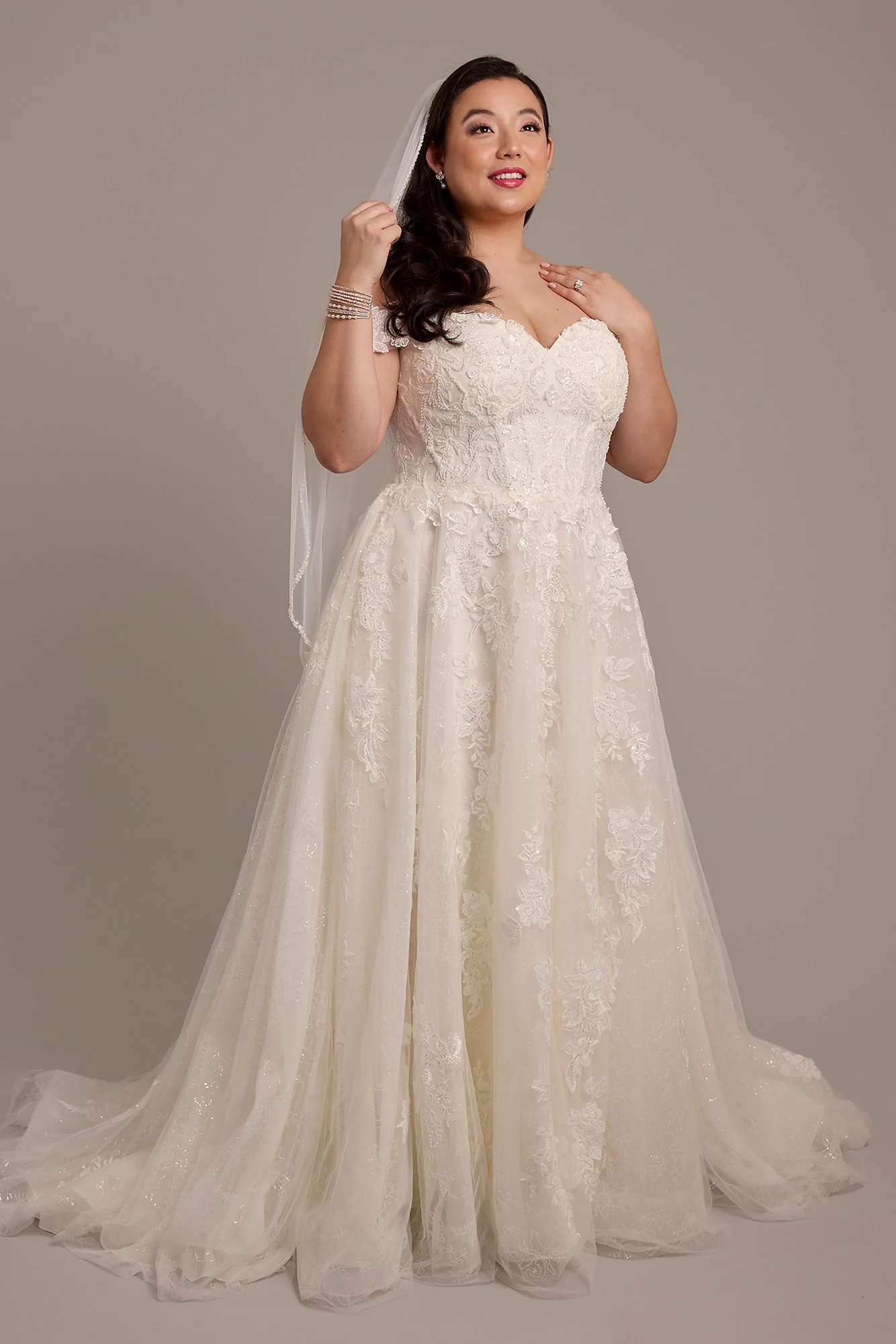 As Is Off-the-Shoulder Lace-Up Back Wedding Dress - Image 2