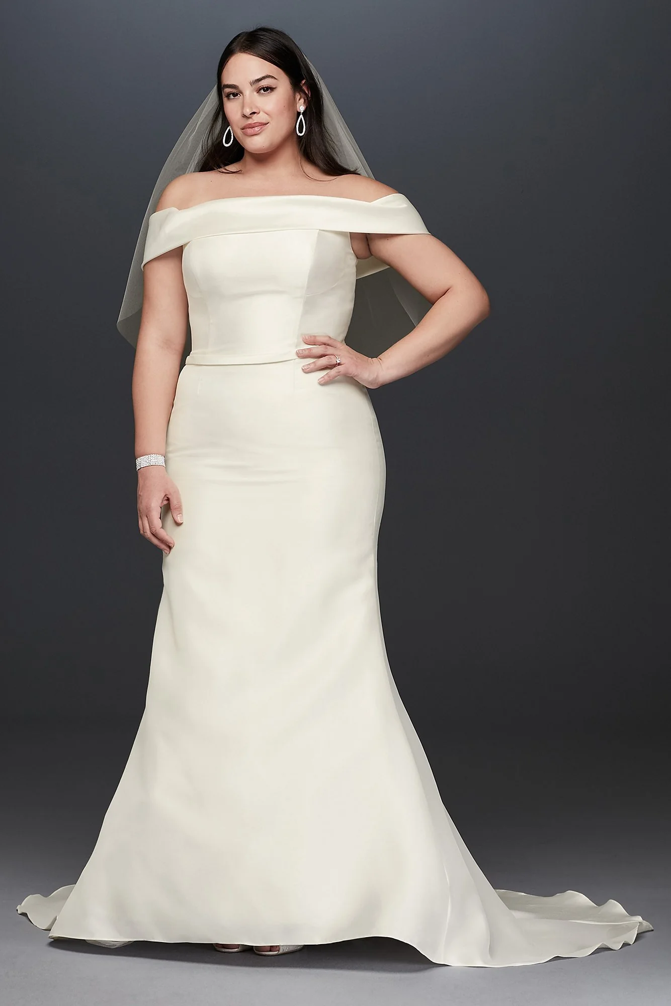 As Is Off-the-Shoulder Mikado Plus Wedding Dress - Image 2