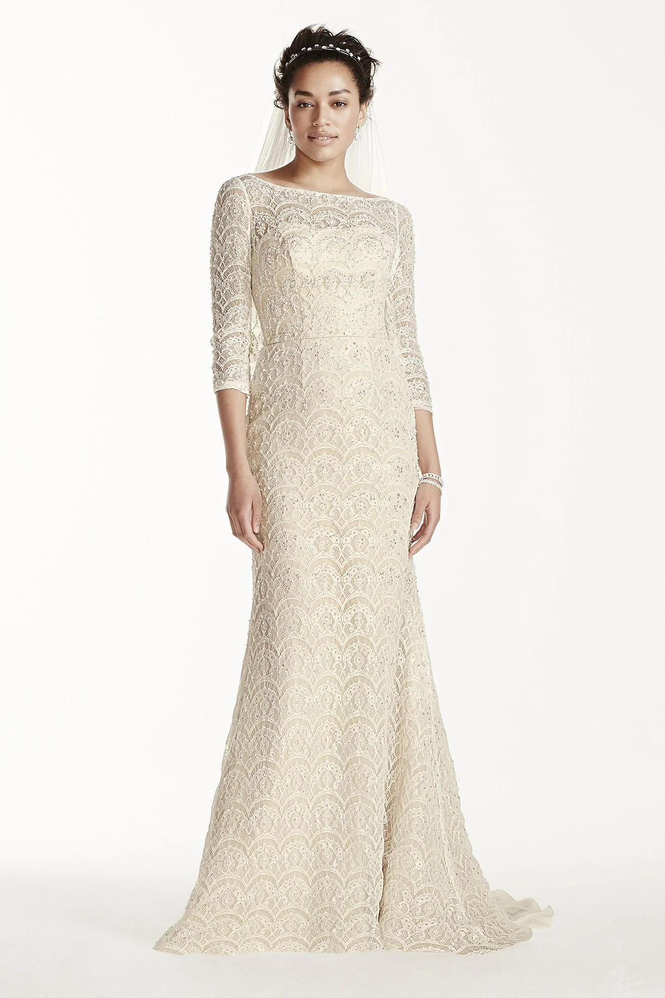 As-Is Oleg Cassini Beaded Lace Wedding Dress