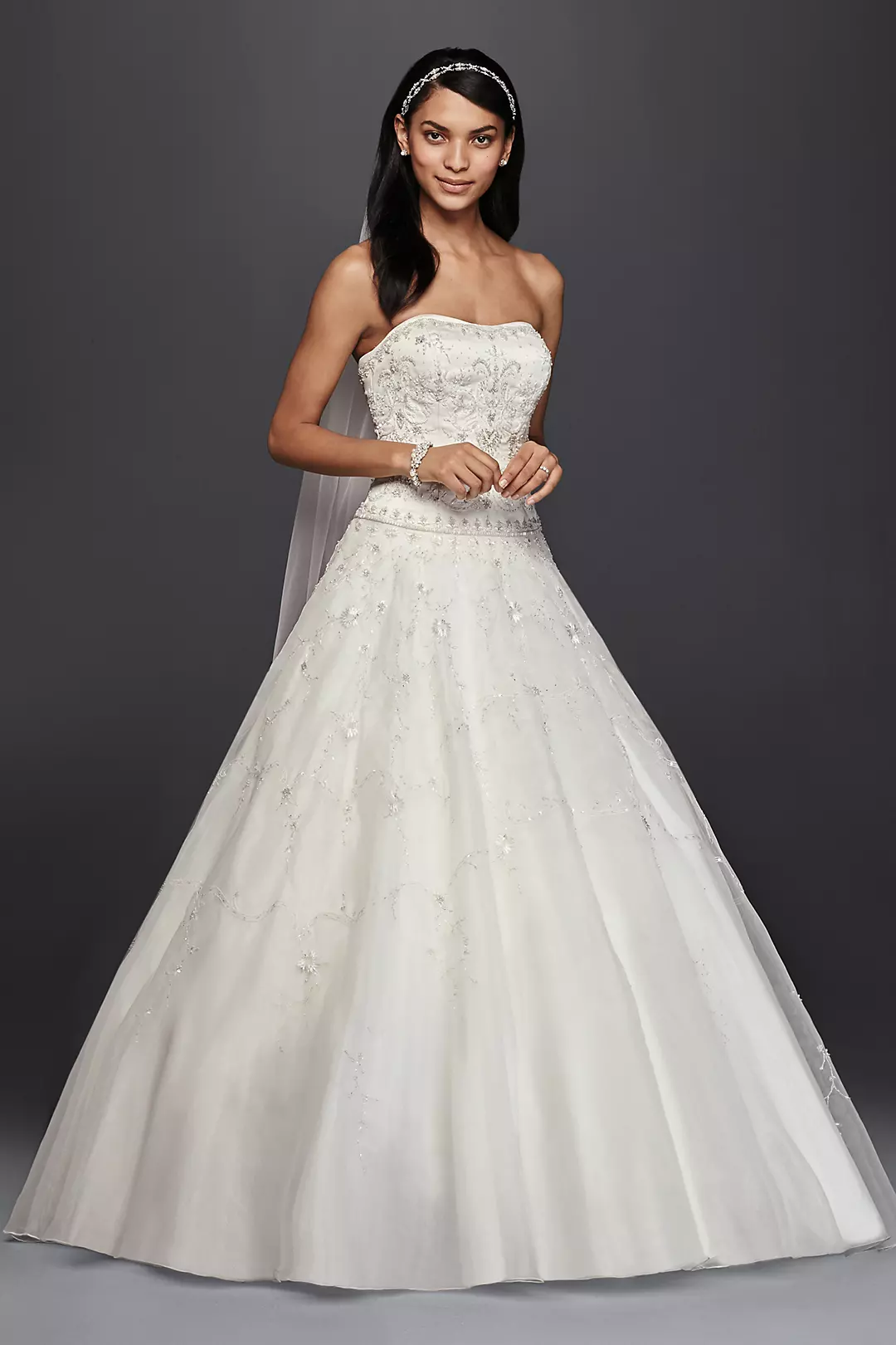 As Is Oleg Cassini Beaded Organza Wedding Dress