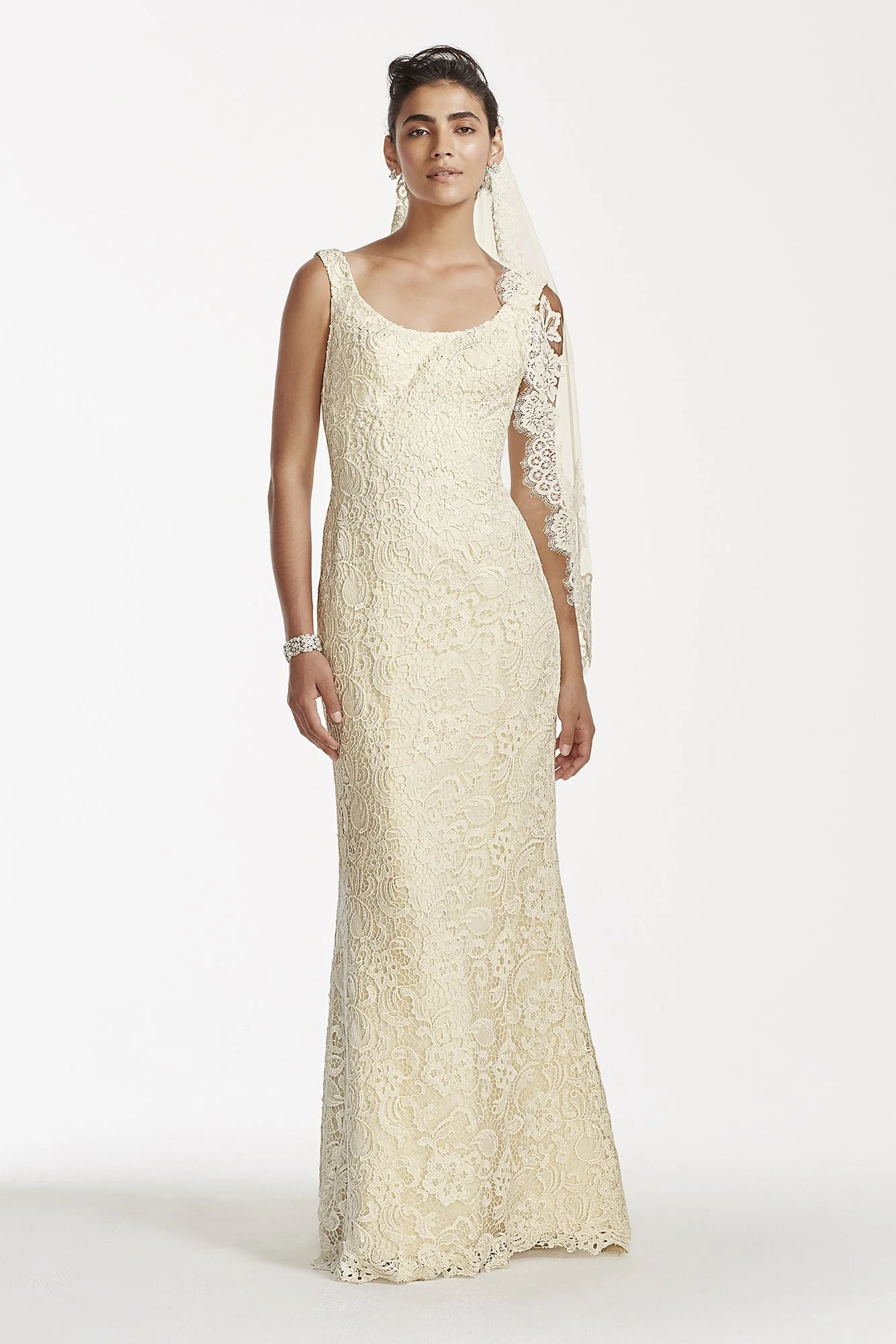 As Is Oleg Cassini Lace Tank Scoop Wedding Dress - Image 2