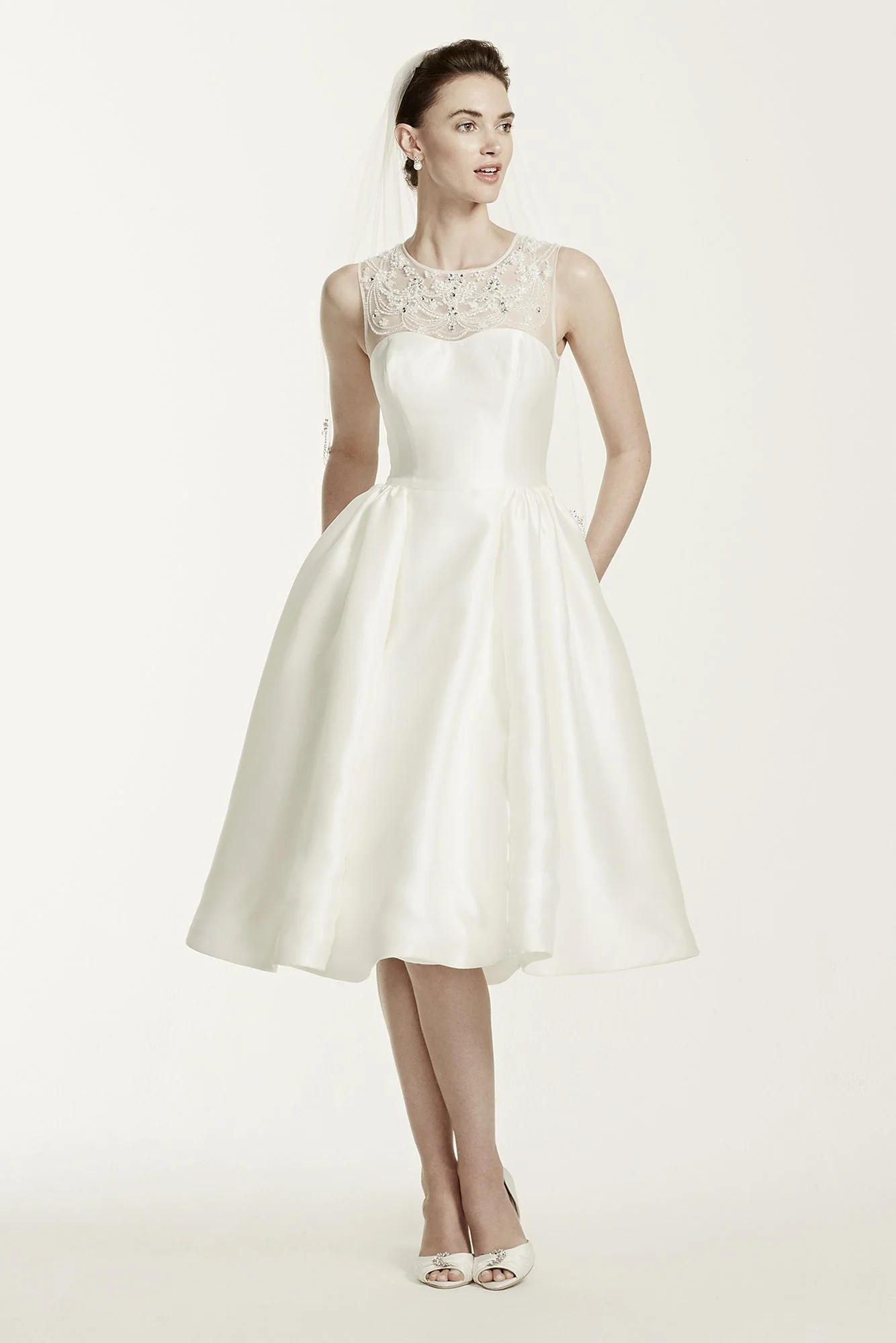 As-Is Oleg Cassini Mikado Tea Length Wedding Dress - Image 2