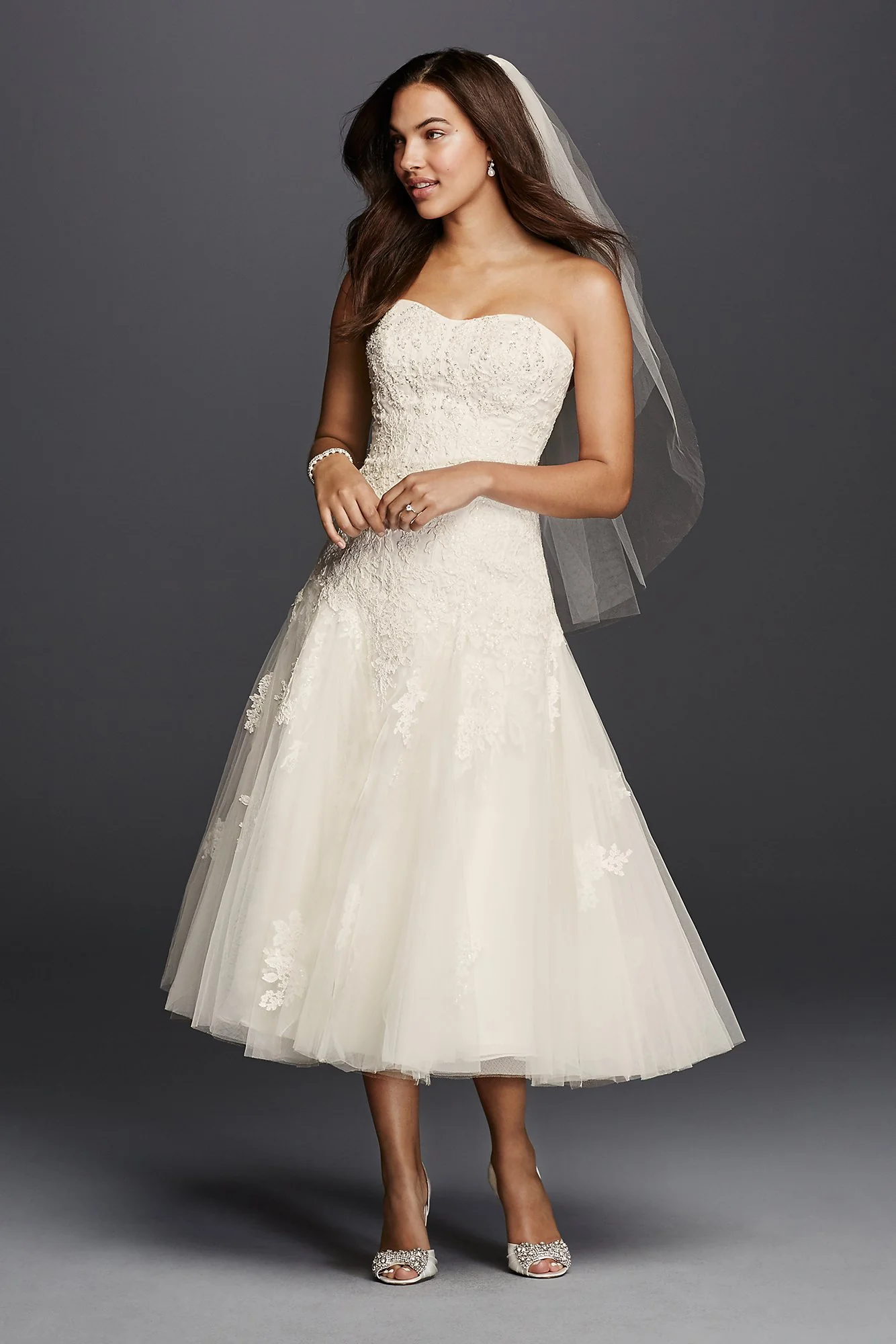 As-Is Oleg Cassini Tea Length Wedding Dress - Image 2