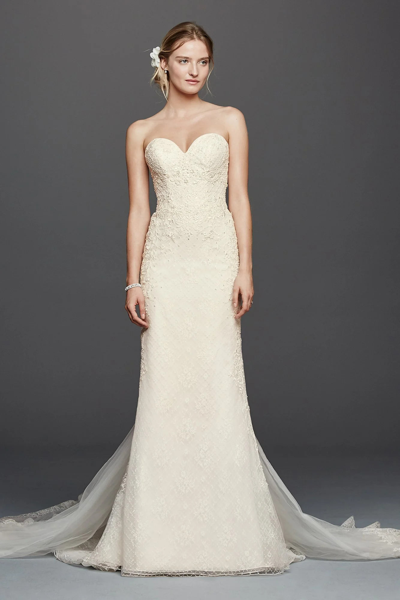 As-Is Oleg Cassini Venice Lace Wedding Dress - Image 2
