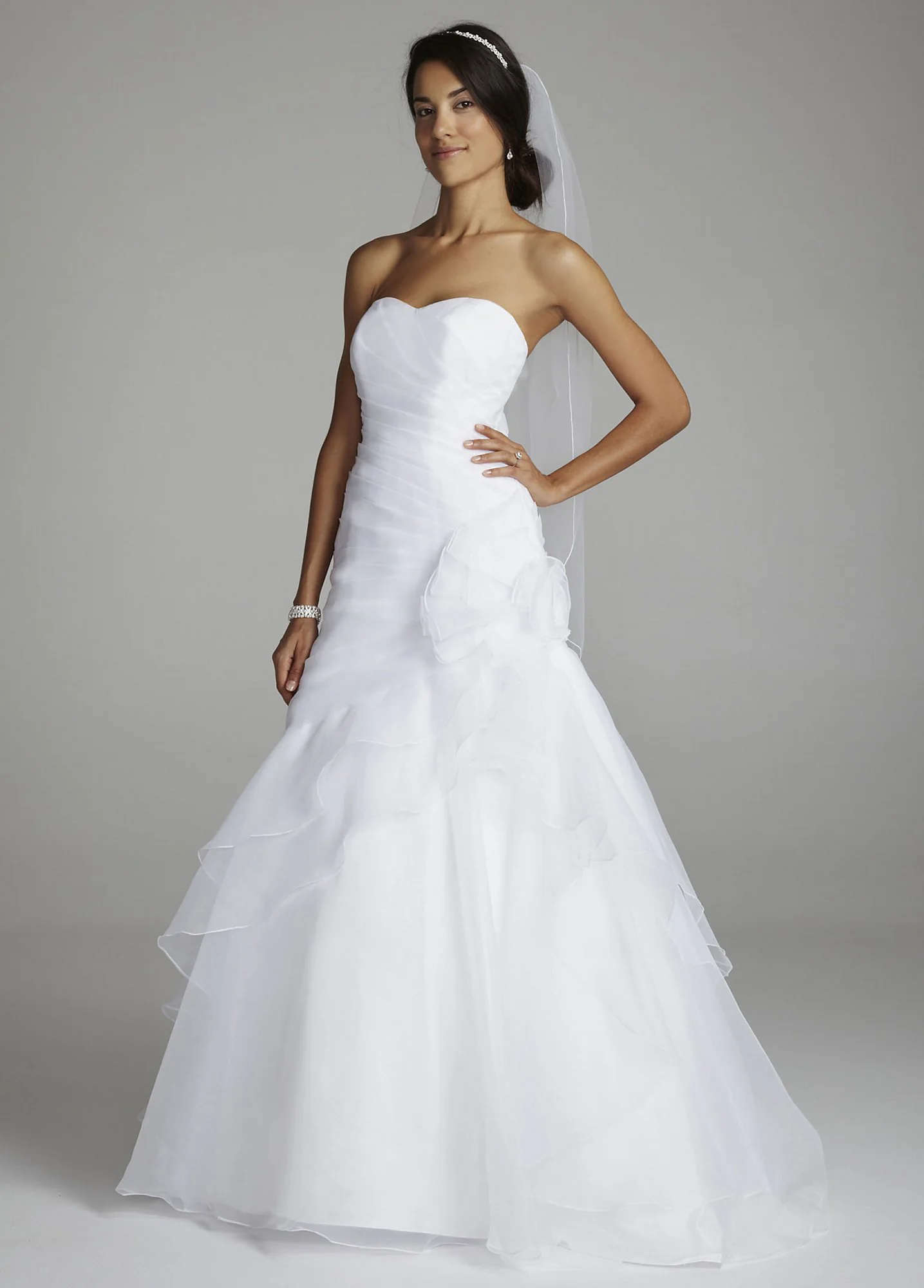 As-Is Organza A-Line Gown with Floral Side Detail - Image 2