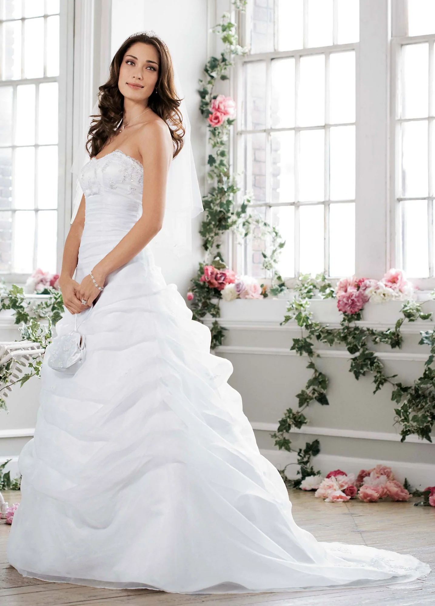 As-Is Organza Draped Beaded Lace Wedding Dress - Image 3