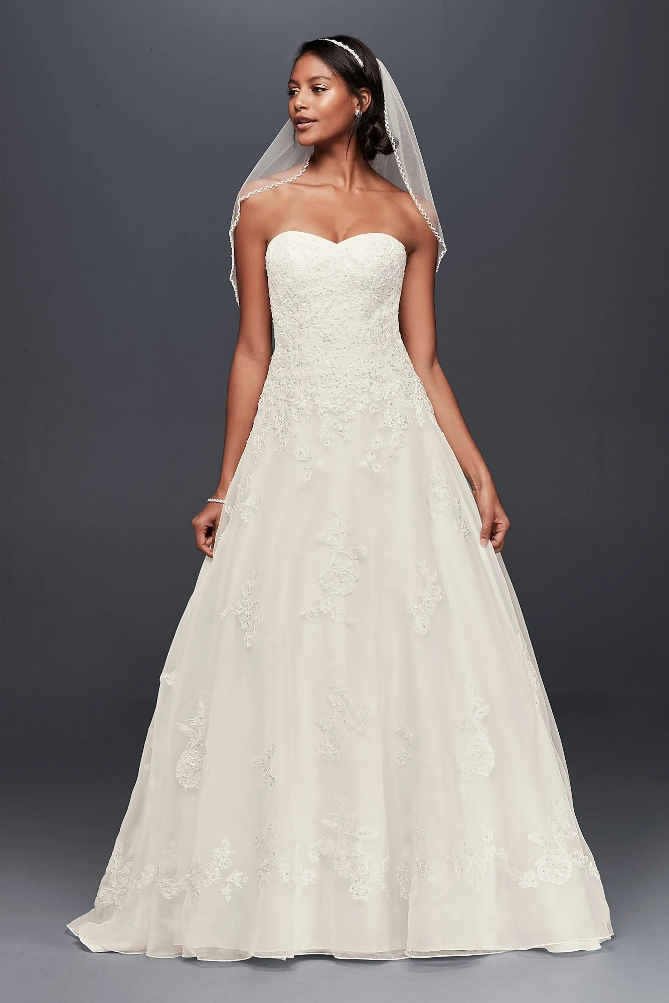 As-Is Organza Wedding Dress with Beaded Details - Image 2