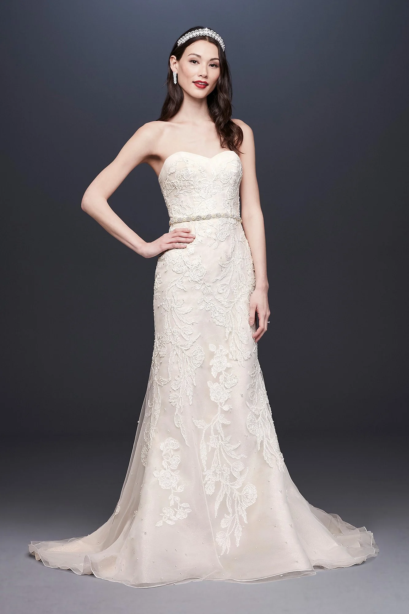 As Is Pearl-Detailed Lace Mermaid Wedding Dress - Image 2