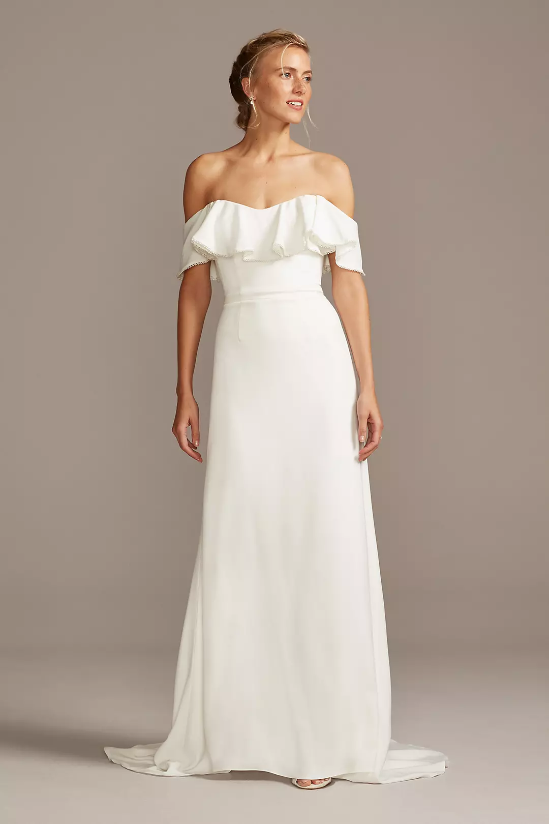 As Is Pearl Trimmed Off the Shoulder Wedding Dress - Image 2