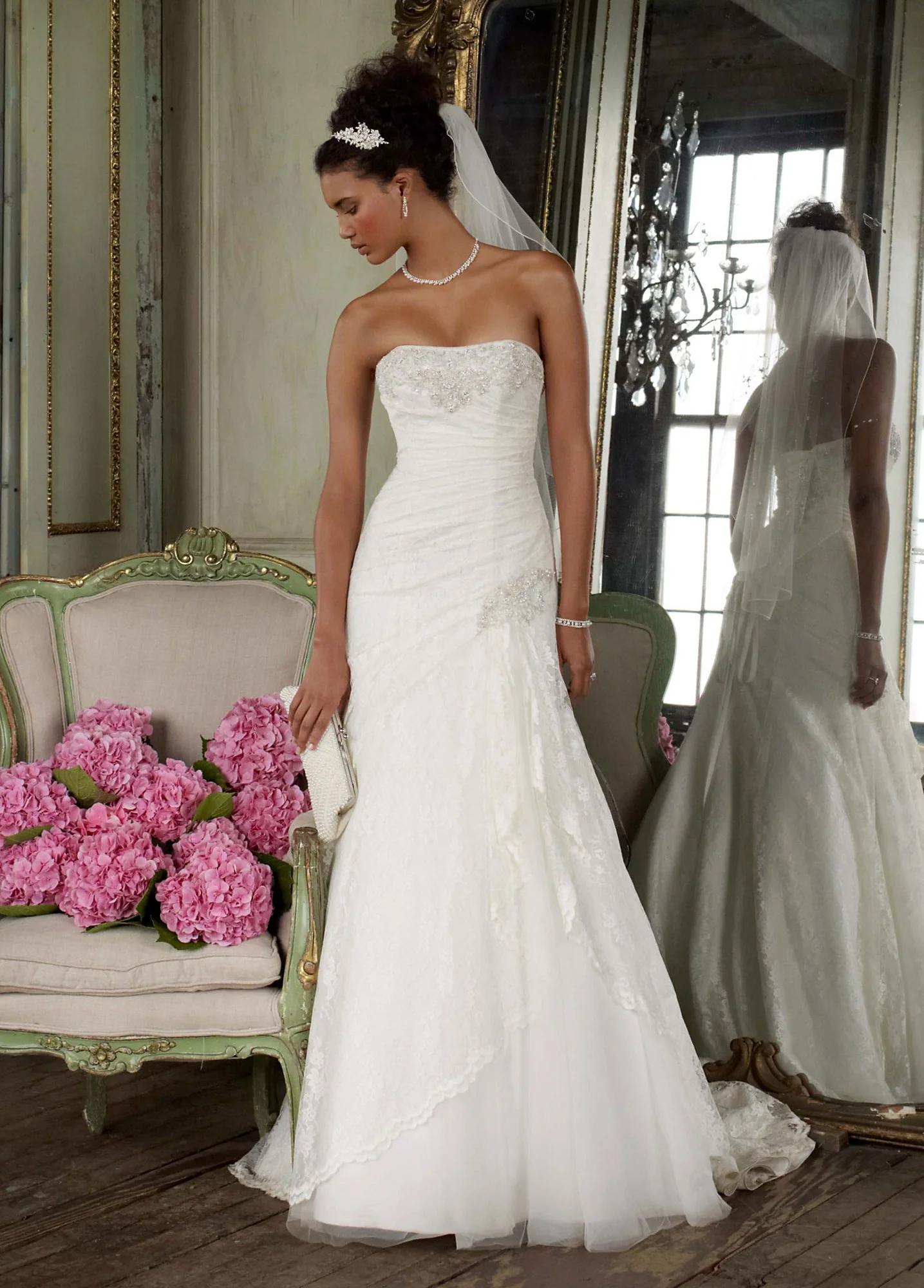 As-Is Petite Lace A-line Gown with Side Split - Image 2