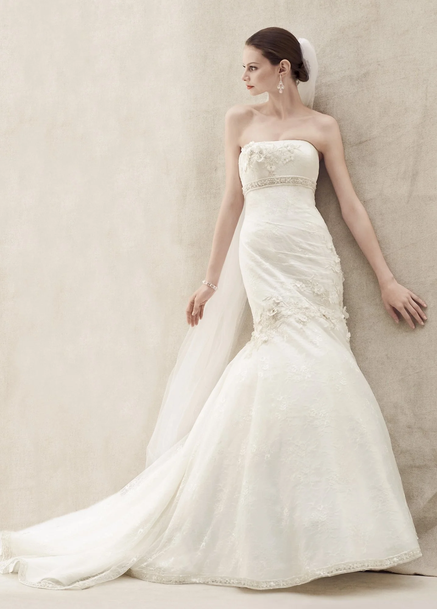 As-Is Petite Lace Wedding Dress Floral Details - Image 2
