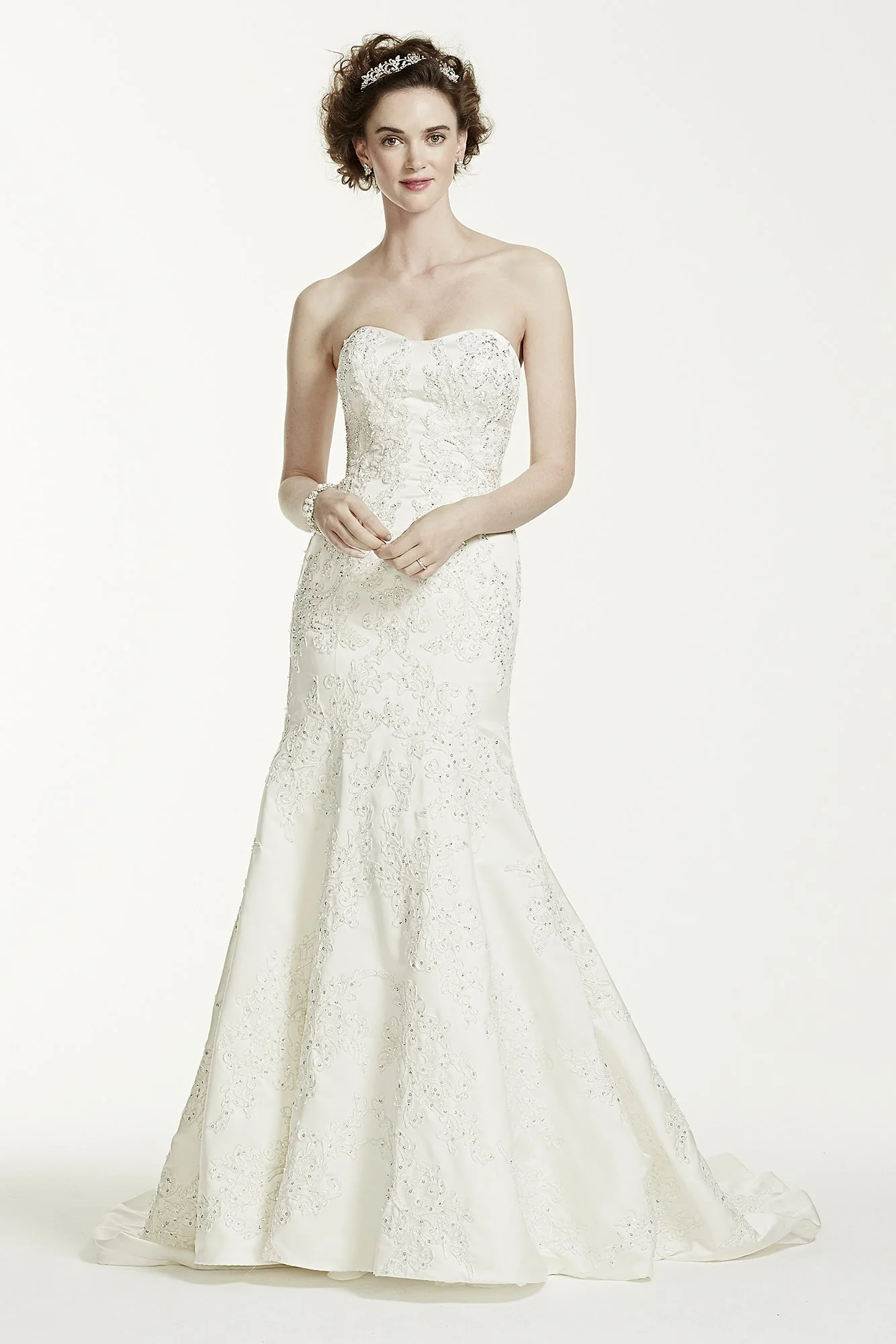 As-Is Petite Satin Trumpet Wedding Dress - Image 2
