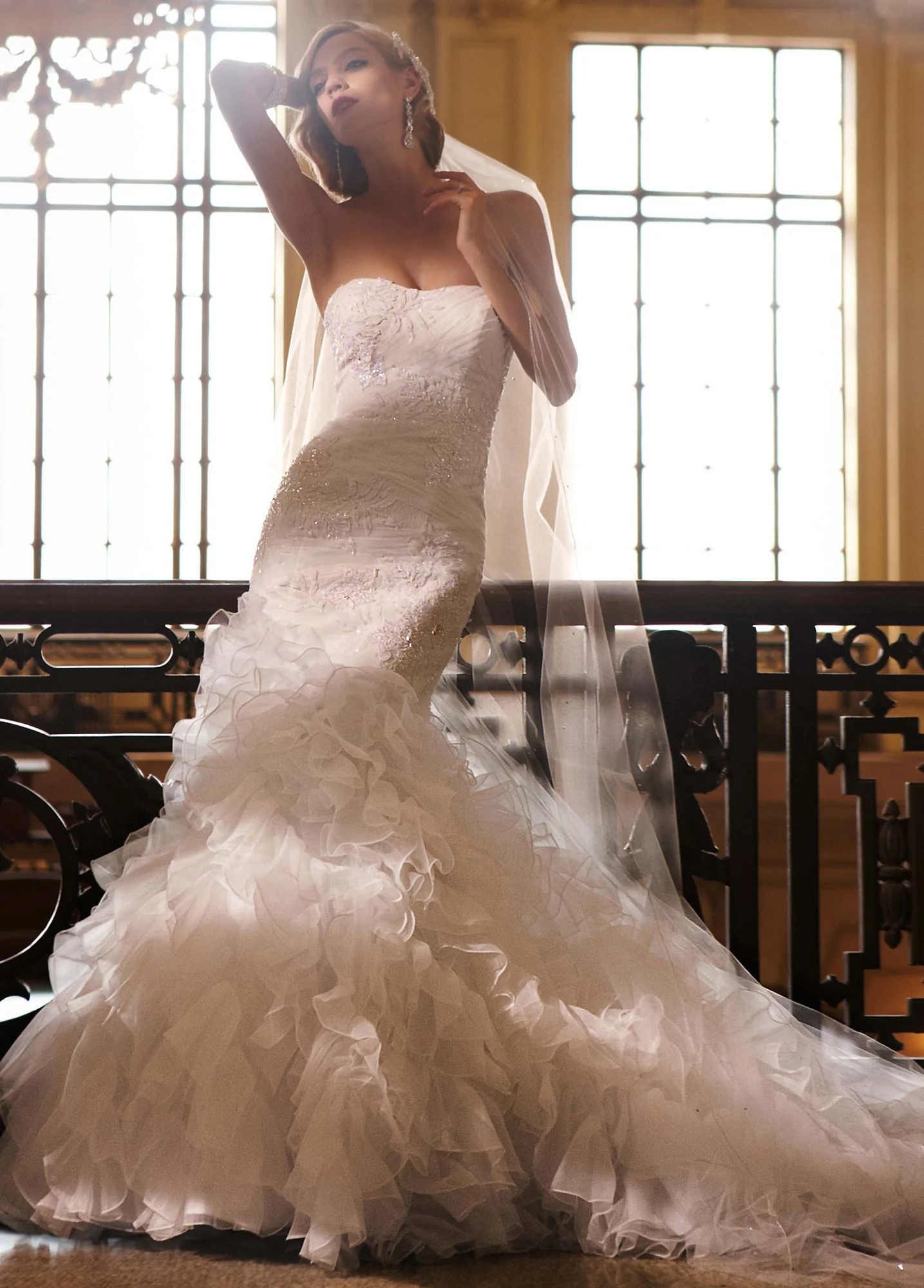As-Is Petite Wedding Gown with Lace Appliques - Image 2