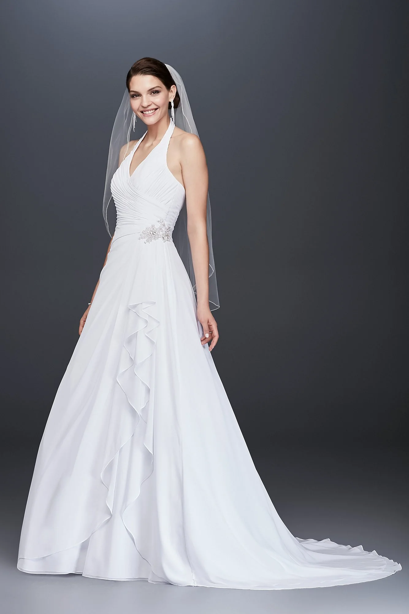 As-Is Pleated Chiffon Halter Wedding Dress