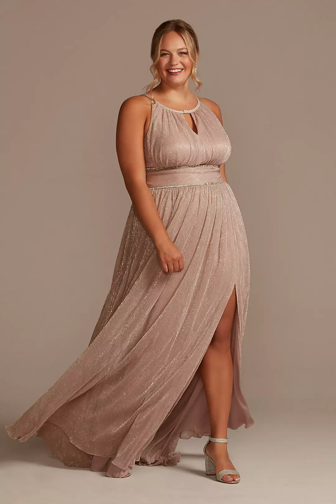As Is Pleated Long Halter Dress with Keyhole - Image 4