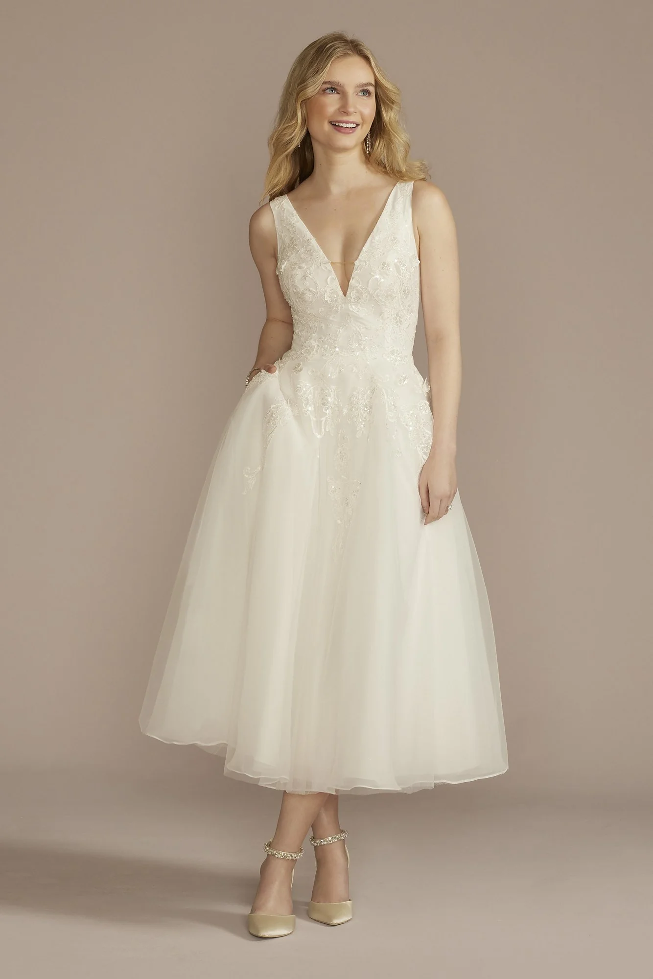 As Is Plunging Neckline Lace Wedding Dress - Image 2