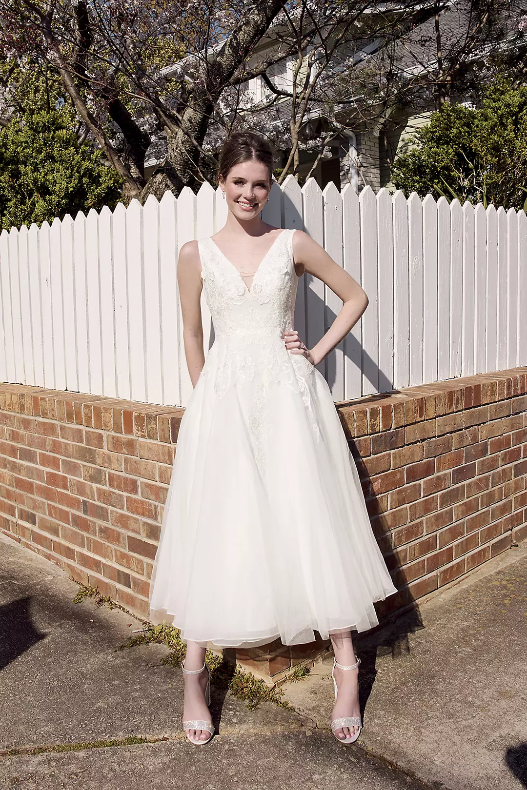 As Is Plunging Neckline Lace Wedding Dress - Image 3