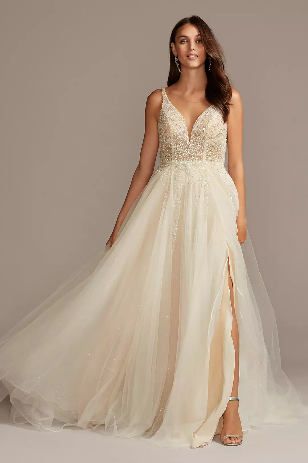 As Is Plunging-V Illusion Petite Wedding Dress - Image 4