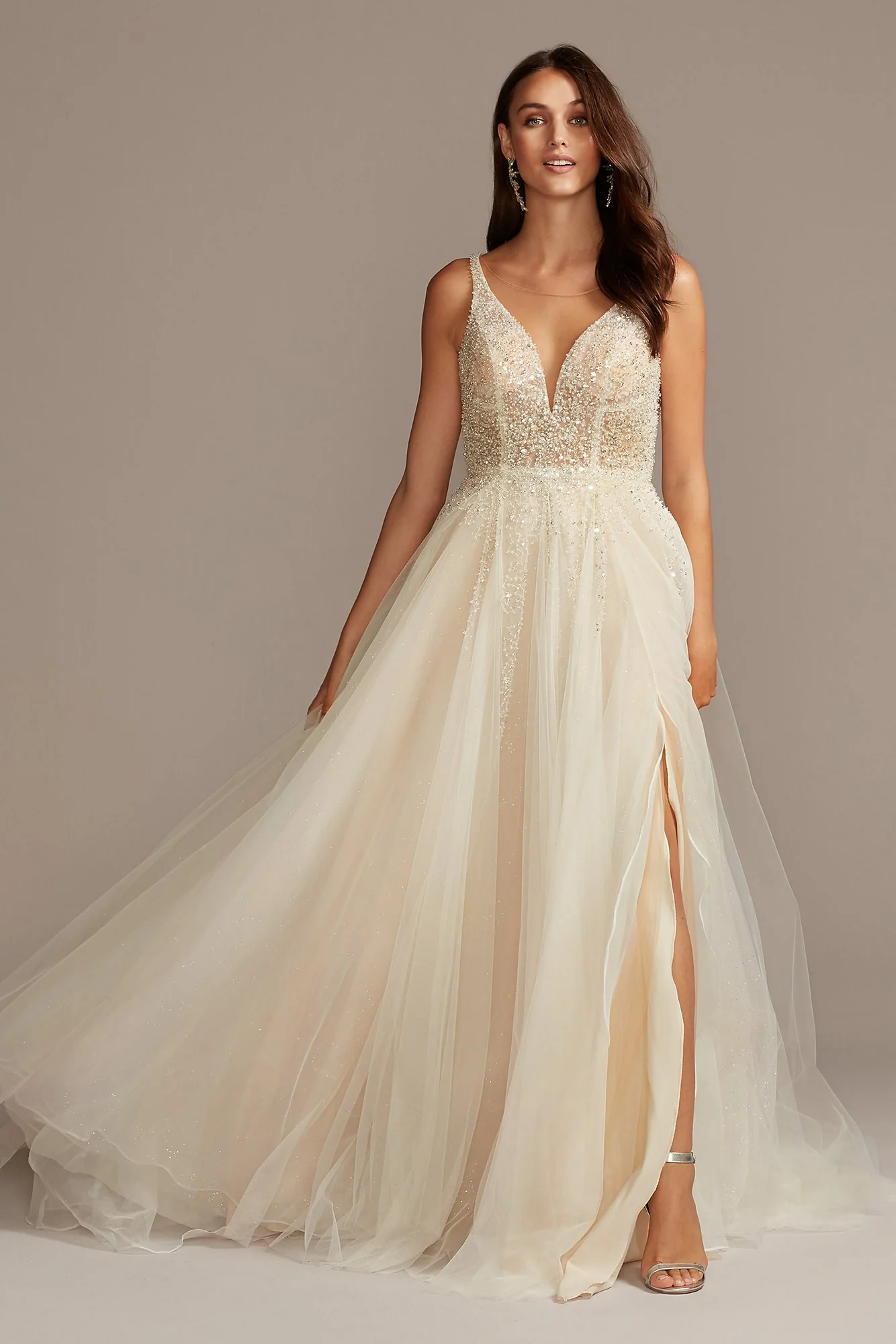 As Is Plunging-V Illusion Wedding Dress - Image 2