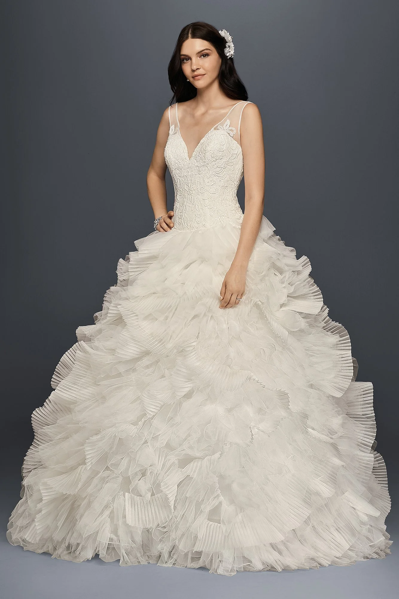 As-Is Plunging V-Neck Wedding Gown - Image 2