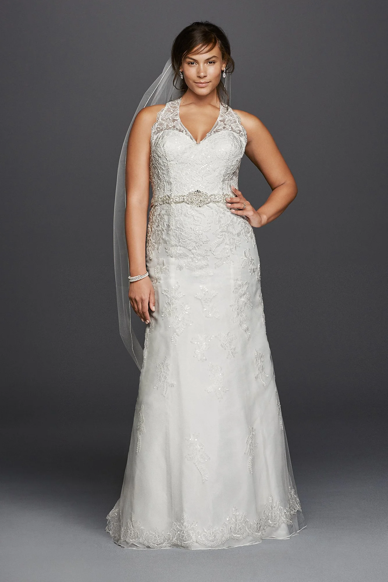 As Is Plus Size Lace Keyhole Back Wedding Dress - Image 2