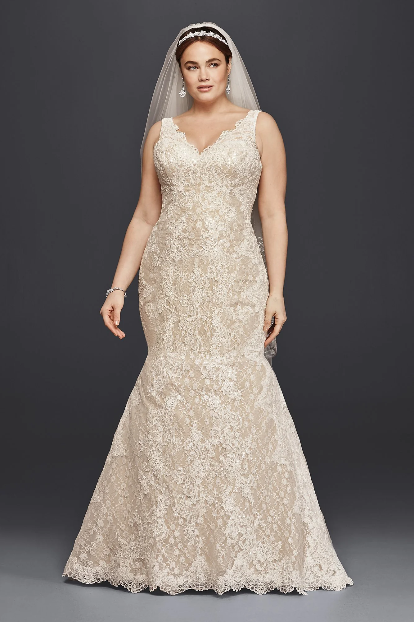 As-Is Plus Size Lace Trumpet Wedding Dress - Image 2