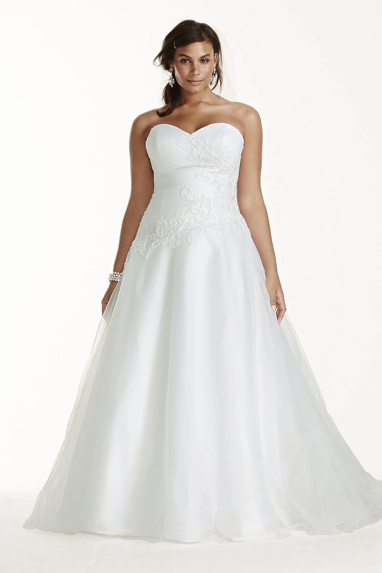 As Is Plus Size Tulle Wedding Dress Lace Applique - Image 2