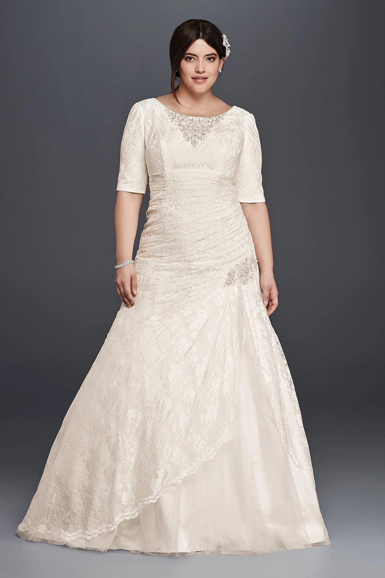 As-Is Plus Size Wedding Dress with 3/4 Sleeves - Image 3
