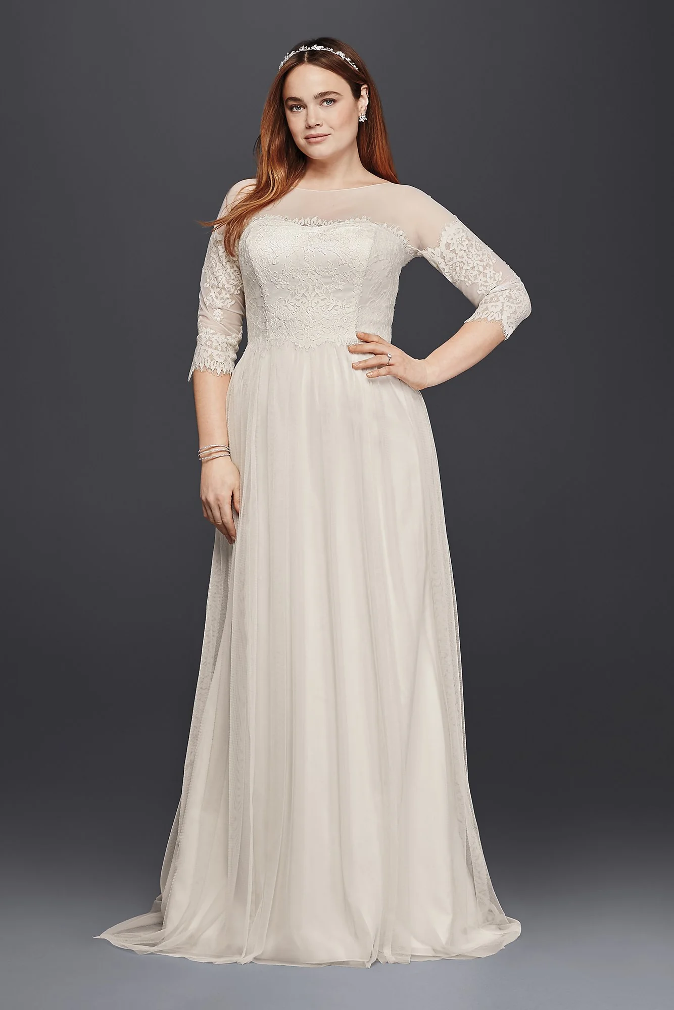 As-Is Plus Size Wedding Dress with Lace Sleeves - Image 2
