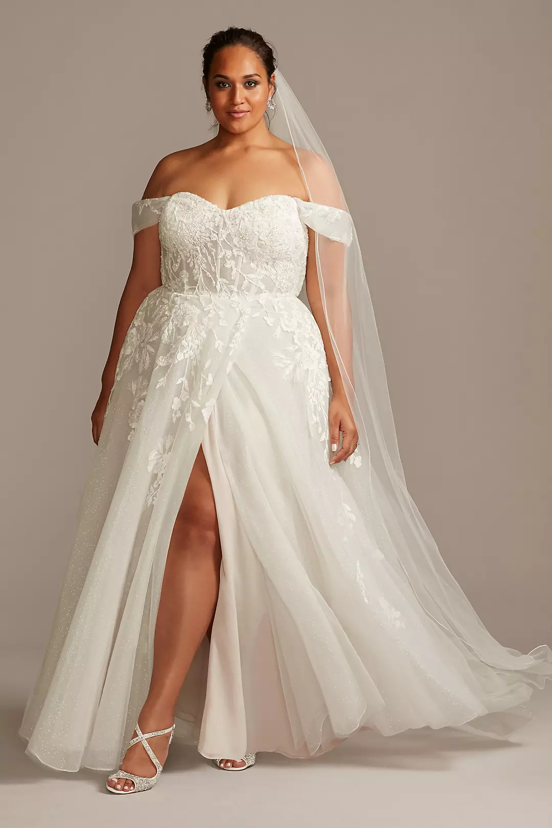 As Is Plus Size Wedding Dress with Swag Sleeves - Image 2