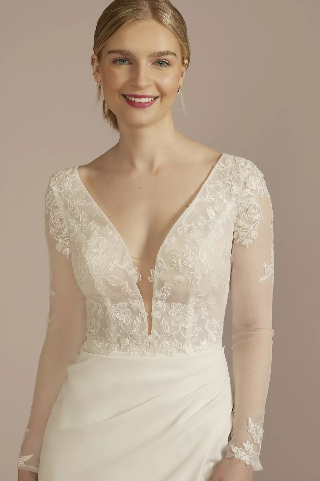 As Is Recycled Lace Sheer Long Sleeve Wedding Dres
