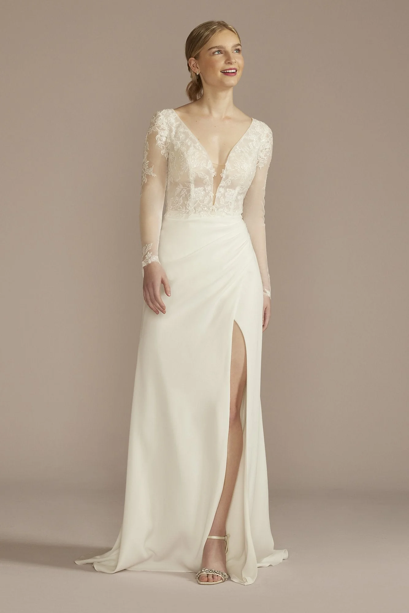 As Is Recycled Lace Sheer Wedding Dress - Image 2