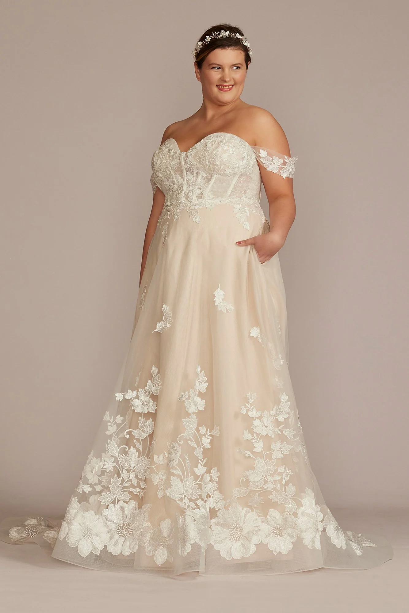 As Is Removable Sleeve Corset Plus Wedding Dress