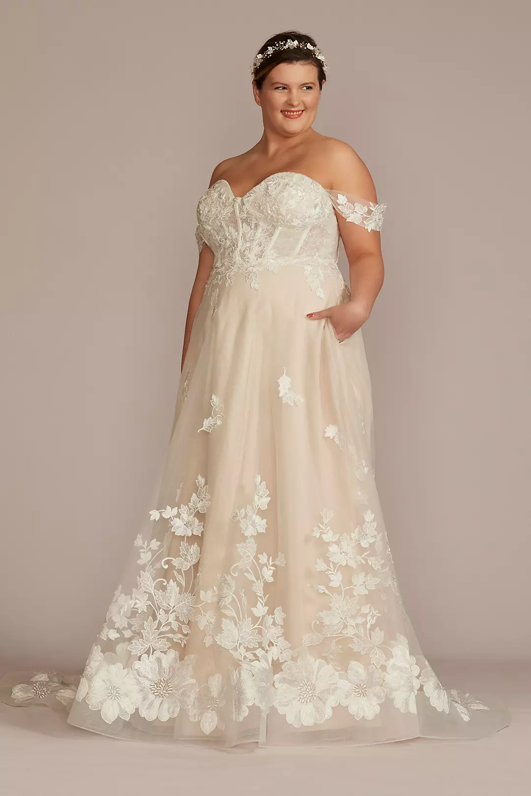 As Is Removable Sleeve Corset Plus Wedding Dress - Image 2