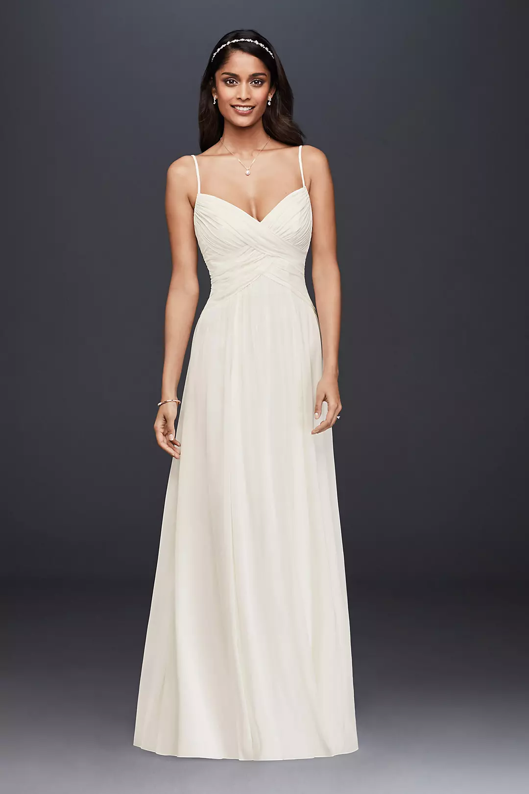 As-Is Ruched Bodice Chiffon A-Line Wedding Dress - Image 13
