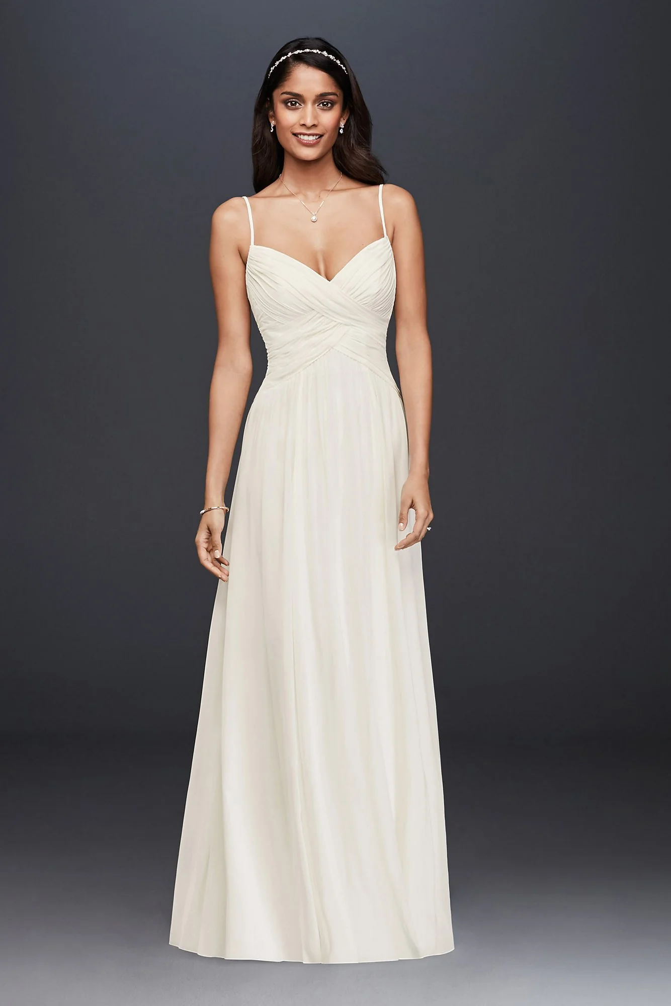 As-Is Ruched Bodice Chiffon A-Line Wedding Dress - Image 2