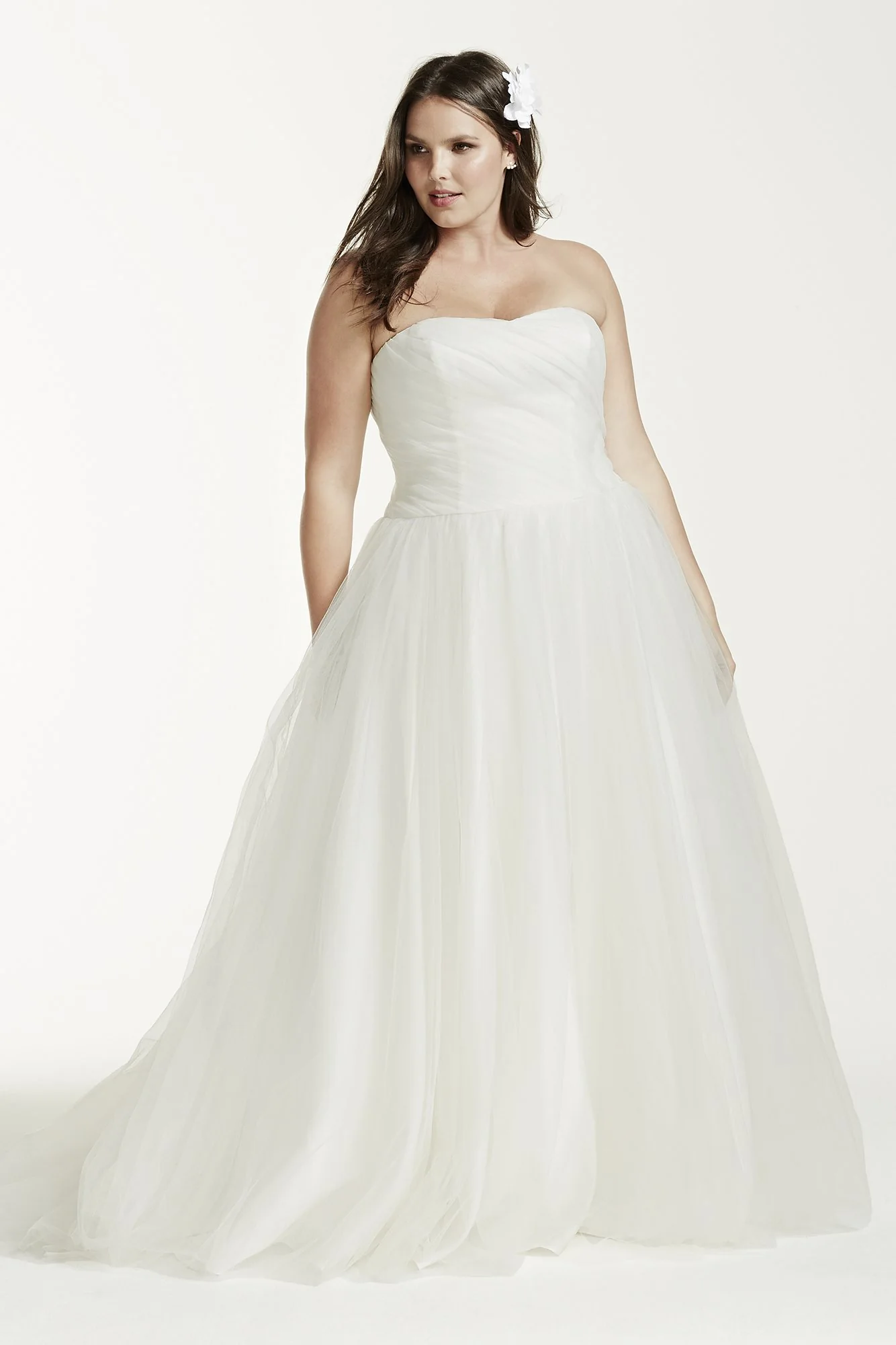 As-Is Ruched Bodice Tulle Plus Size Wedding Dress