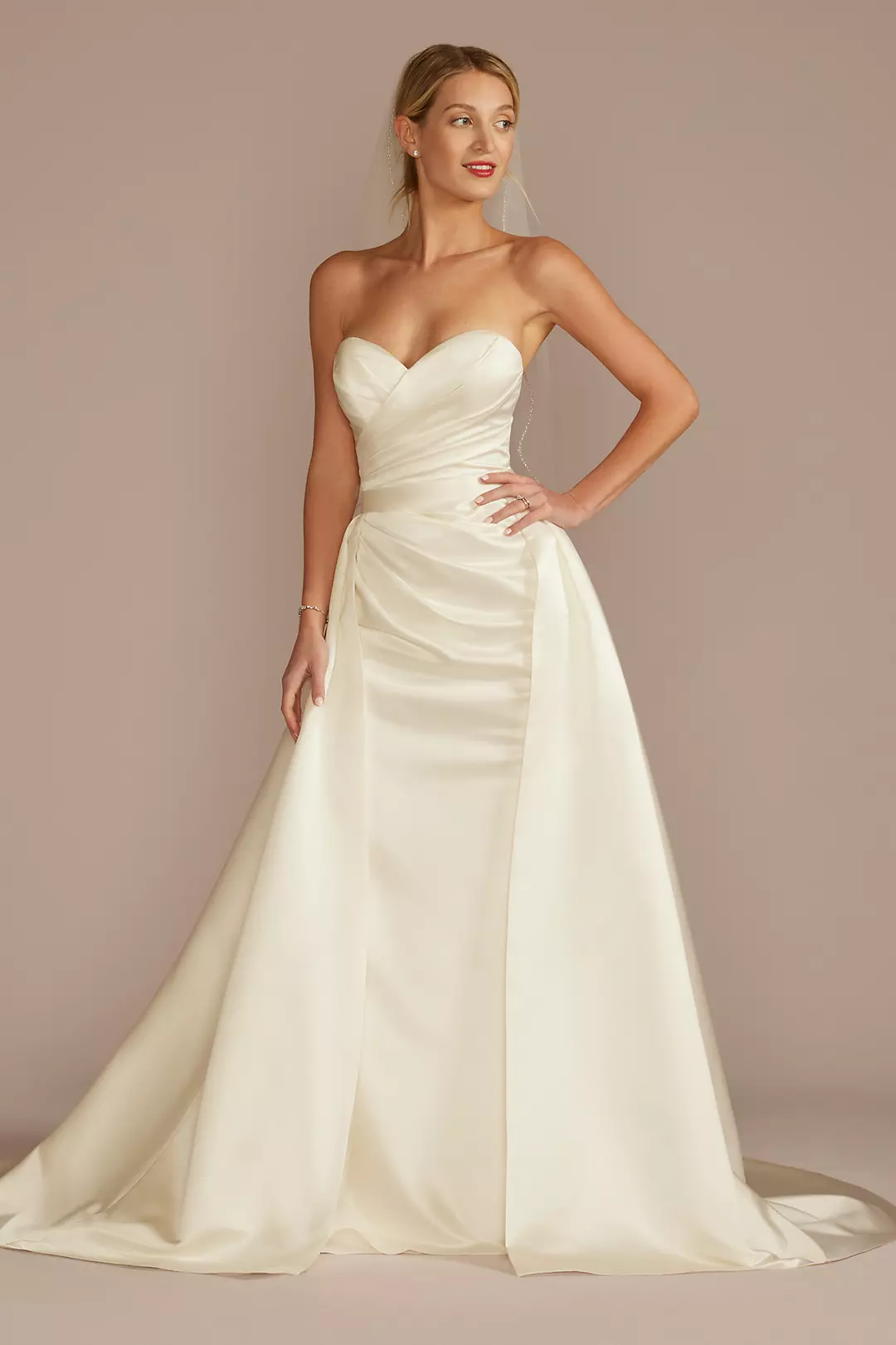 As Is Ruched Bodice Wedding Dress with Overskirt