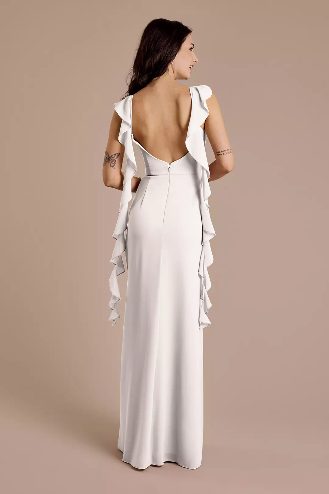 As Is Ruffle Strap Scoop Neck Chiffon A-Line Dress
