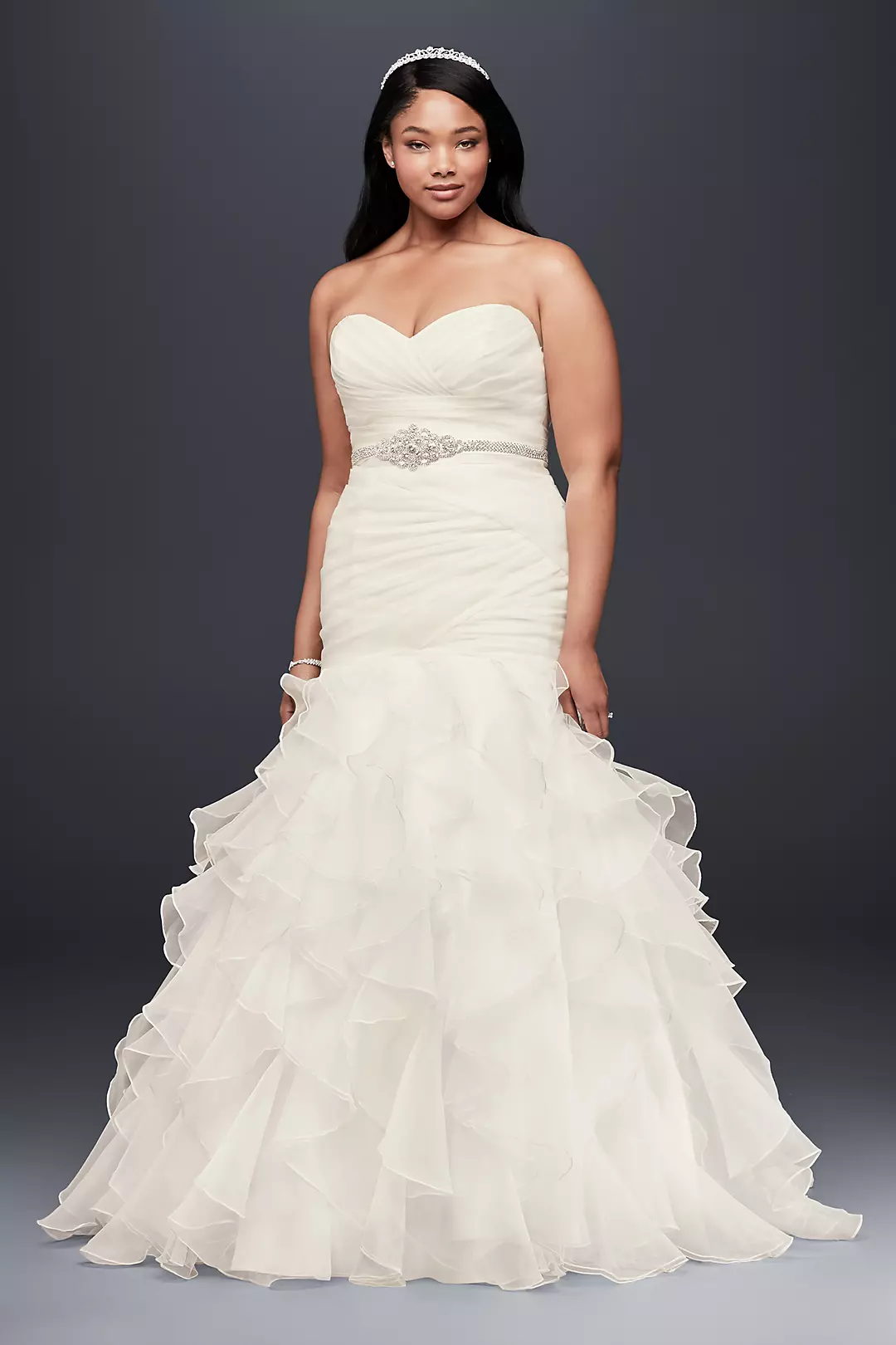 As Is Ruffled Organza Plus Size Wedding Dress - Image 6