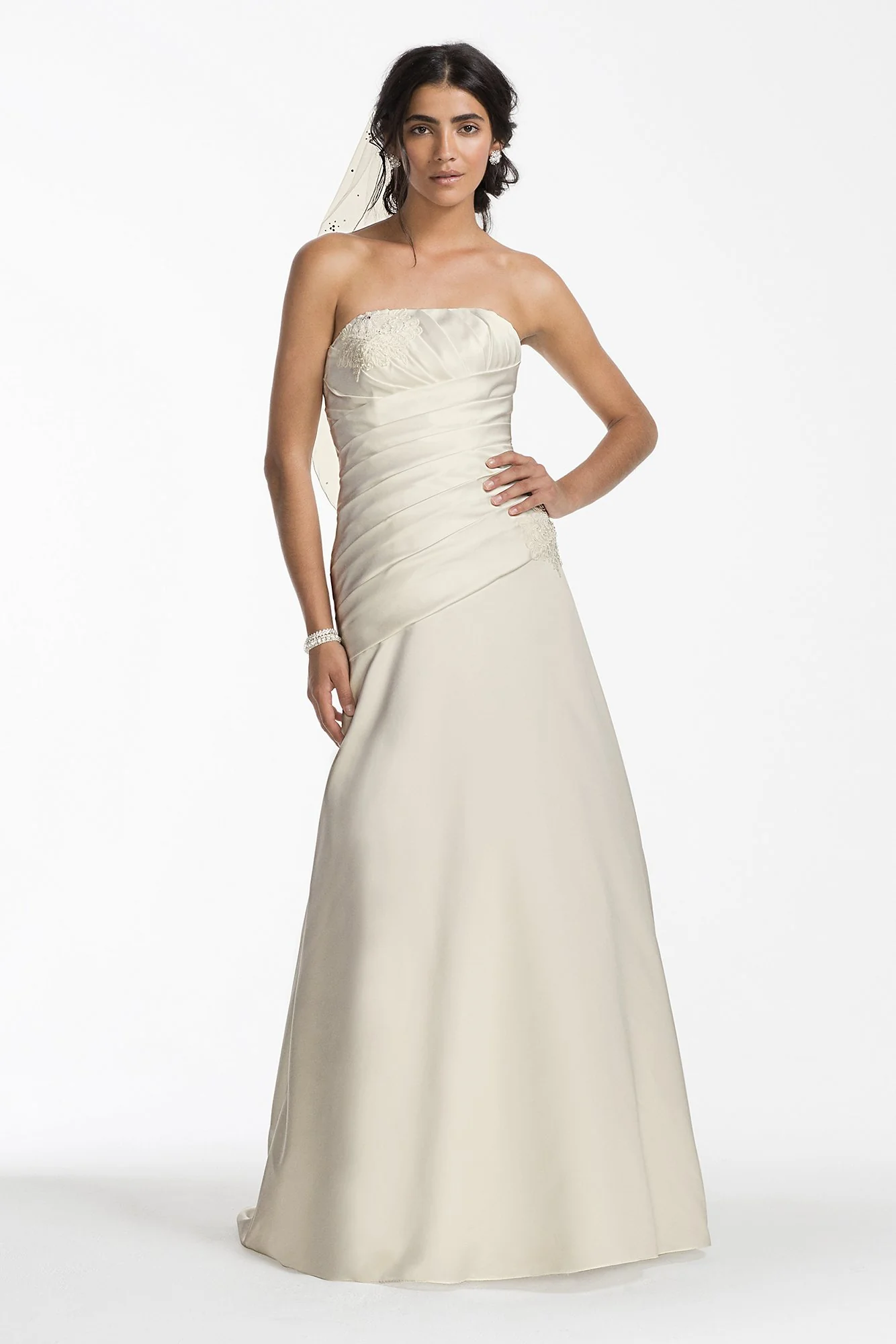 As-Is Satin A-Line Wedding Dress Ruched Bodice