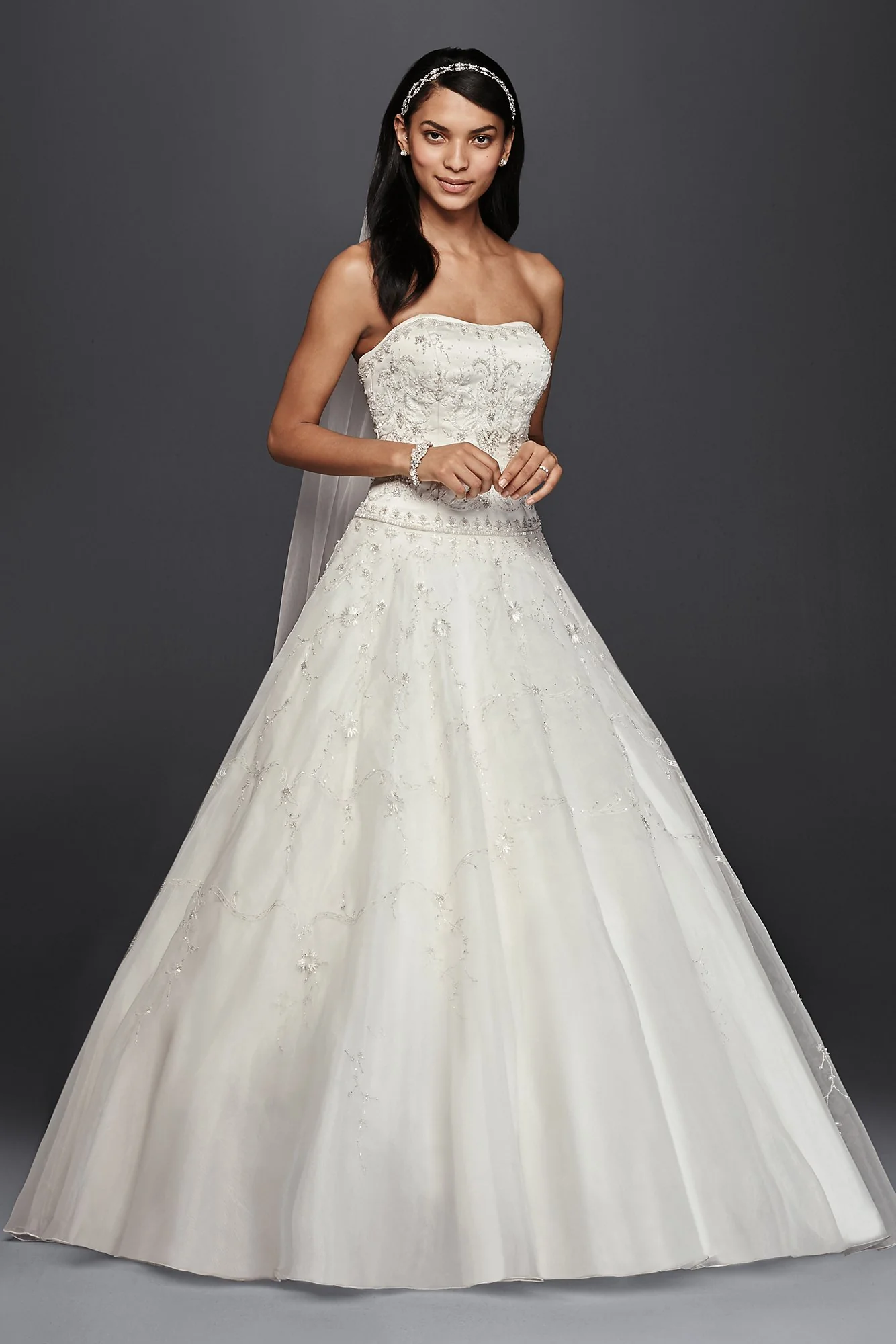 As-Is Satin and Organza Wedding Dress with Beading - Image 2