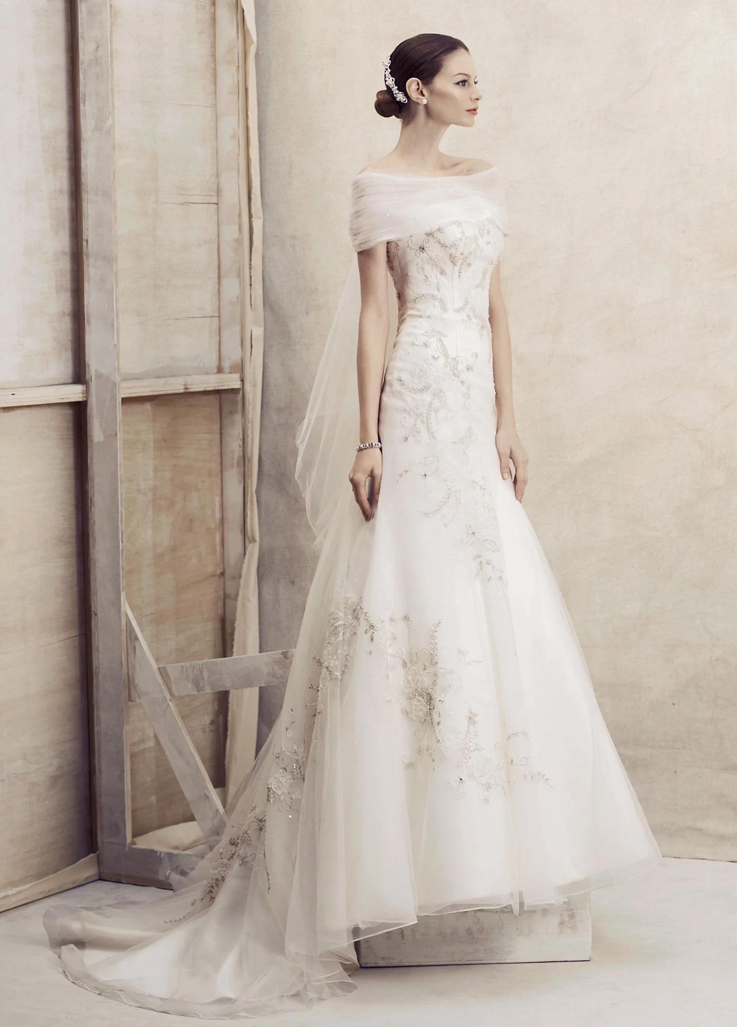 As-Is Satin and Tulle Strapless Fit and Flare