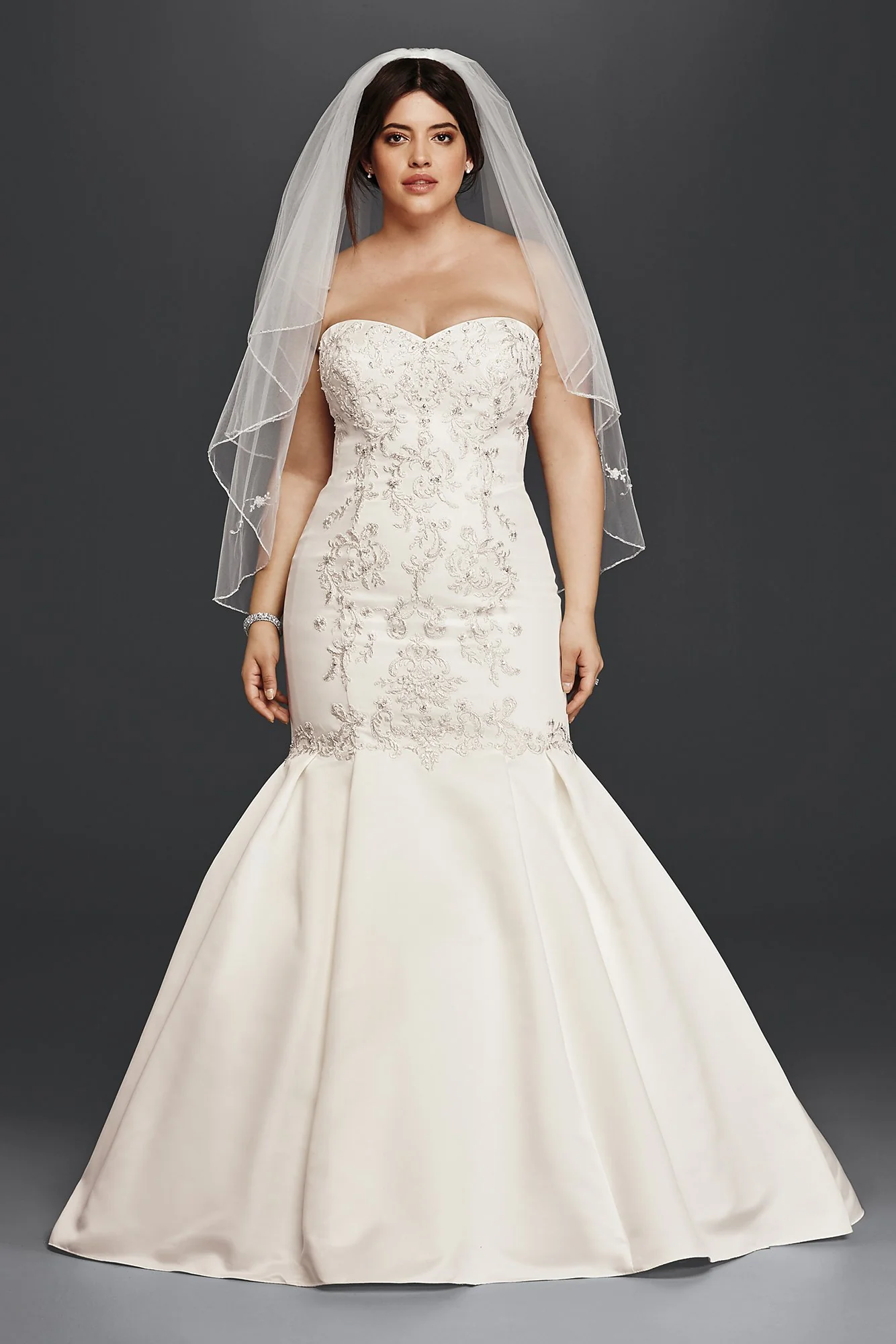 As-Is Satin Plus Size Mermaid Wedding Dress - Image 2
